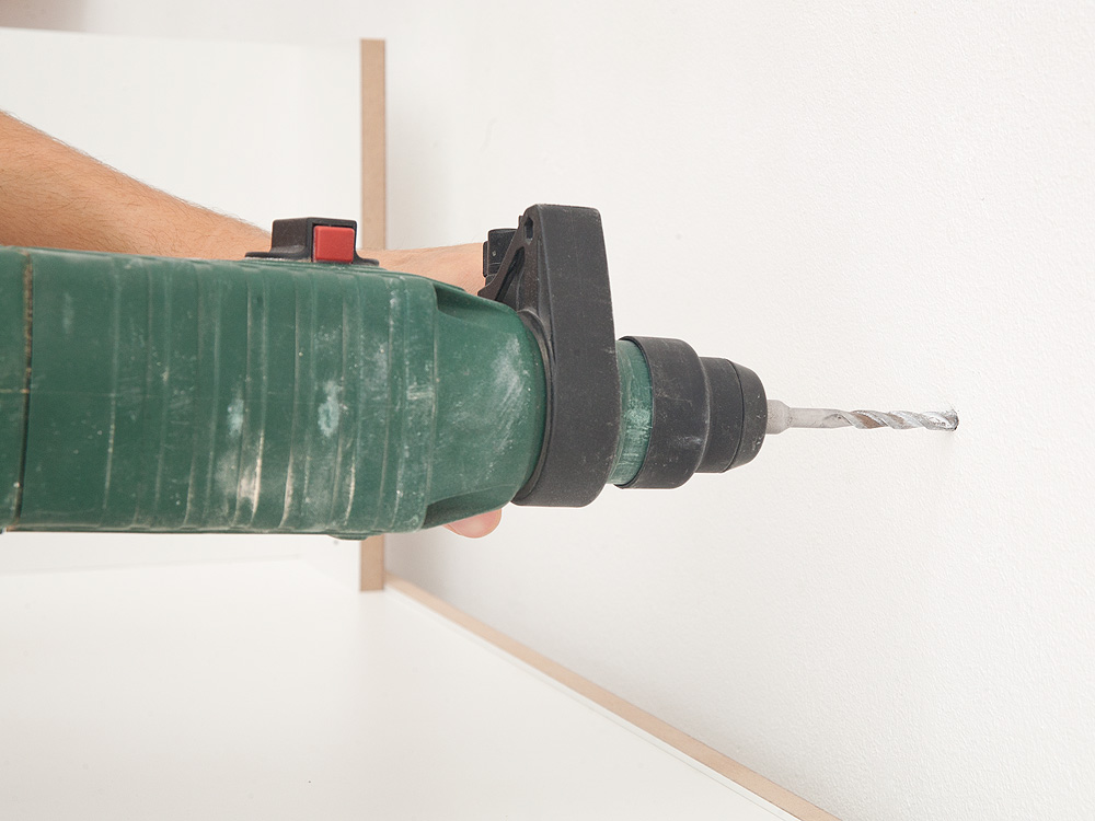 Bohrmaschine in Aktion